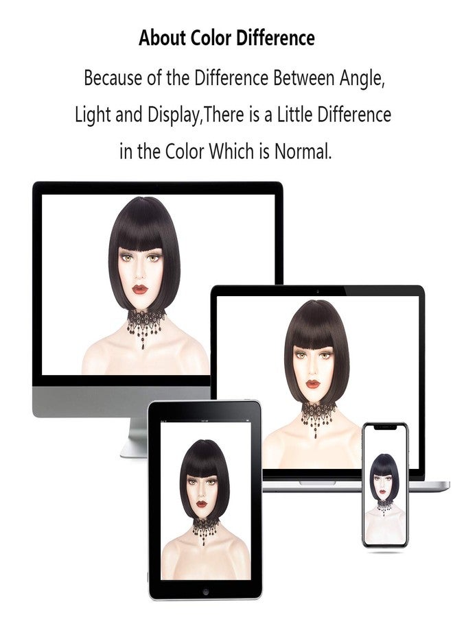 ويكين شعر مستعار قصير أسود من ويكن مع غرة، شعر مستعار قصير للنساء ذوات البشرة السمراء والبيضاء، مناسب للاستخدام اليومي والحفلات والتنكر والهالوين، شعر مستعار صناعي كامل بطول 11 بوصة - Image 5